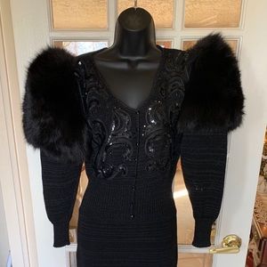 Vintage Knit dress with Mink Shoulders